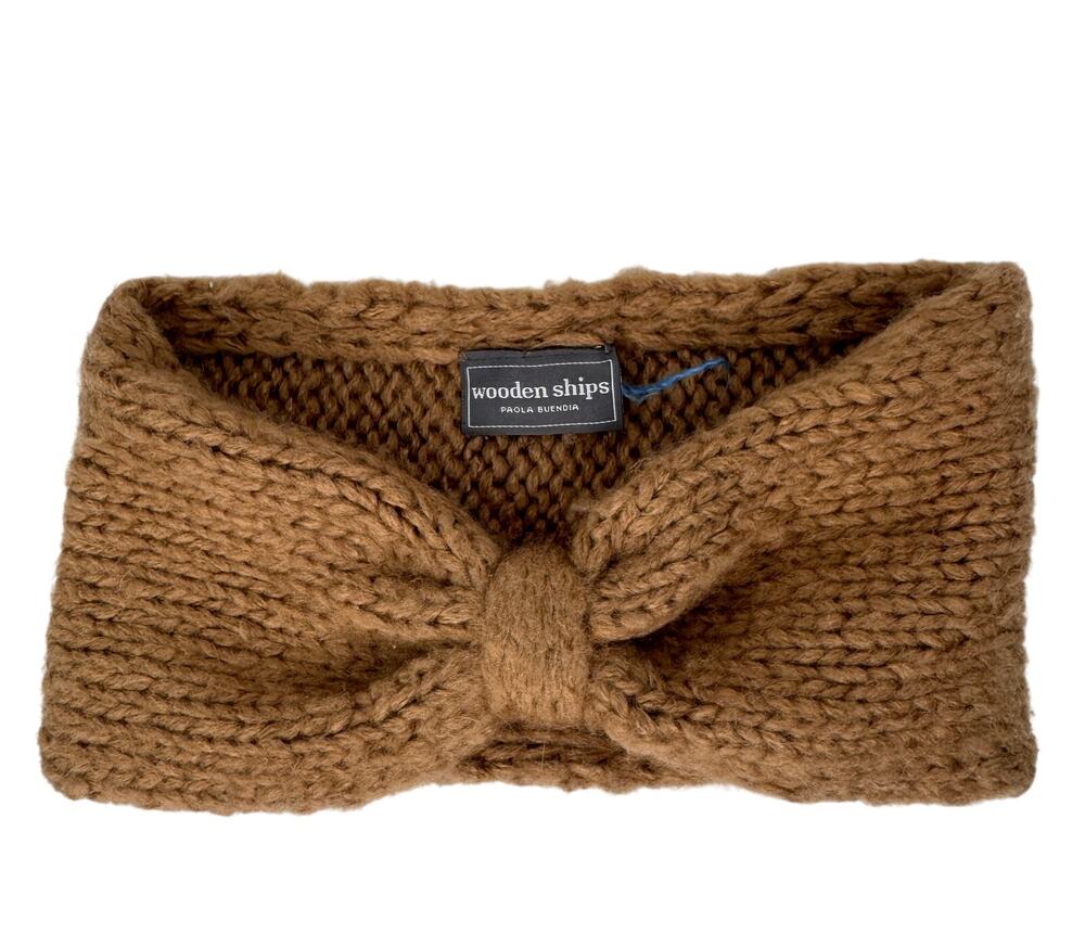Wooden Ships Brown Headband Chunky Knitted Twist Winter Ear Warmer Knot Hair 9x5
